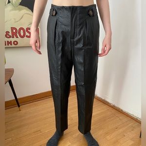 High quality leather pants with buttons